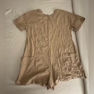 Tan Short Sleeve Dress with Pockets